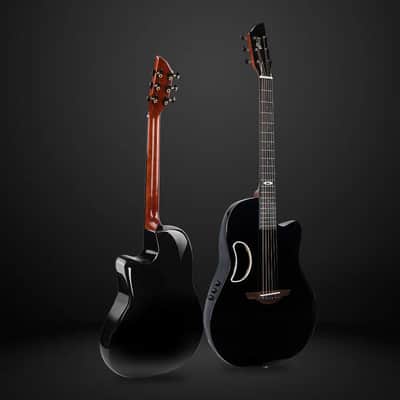 WINZZ Black Solid Spruce Top With Carbon Fiber Back Electro Acoustic Guitar - AFO300CE image 7