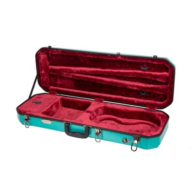 Crossrock 4/4 size Violin Case | ABS Molded Hardshell with Interior Compartment, 2 Bow Holders, Security Lock, and Detachable Straps-Mint Blue image 3