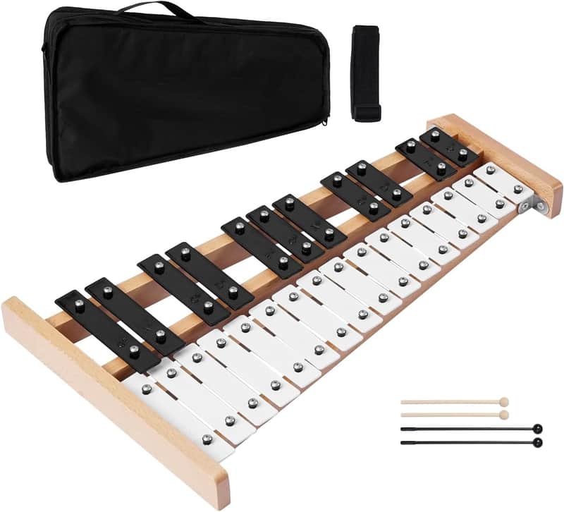 Glockenspiel Xylophone, 27 Notes, Professional Xylophone Percussion Instrument, with Metal Keys, Includes 4 Mallets, Carrying Bag, Beginner Musical Instrument for Adults and Kids Music Teaching image 1