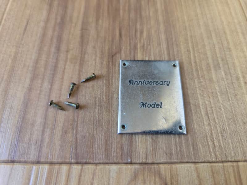 Vintage Early 1960's Gretsch Anniversary Guitar Headstock Name Badge w/ Nails! image 1
