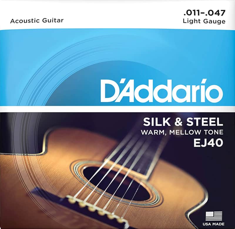 D'Addario EJ40 Silk & Steel Folk Guitar Strings, 11-47 image 1