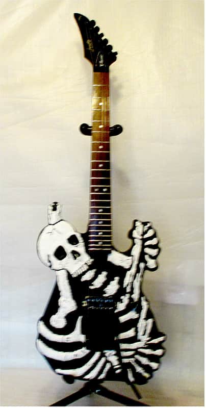 Firefly FFSL-MBKSL-744 Classic Series Electric Guitar (Shredder) - Black with White Skull and Bones body. image 1