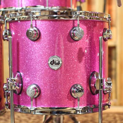 DW Collector's Cherry VLT Pink Sparkle Lacquer Drum Set - 22,10,12,14,16,14sn - SO#1291947 image 5