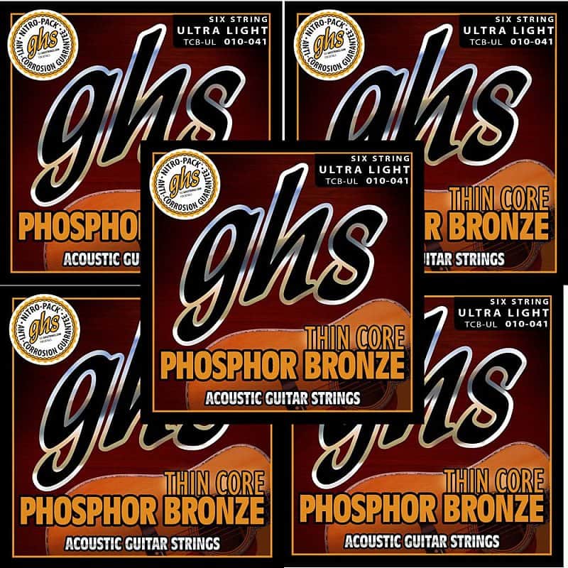 GHS Guitar Strings Acoustic 5-Packs Thin Core Ultra Light Phosphor Bronze 10-41 image 1