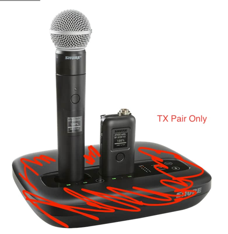 Shure MXW1X + MXW2X-SM58 Transmitter Pair Z10 BAND image 1