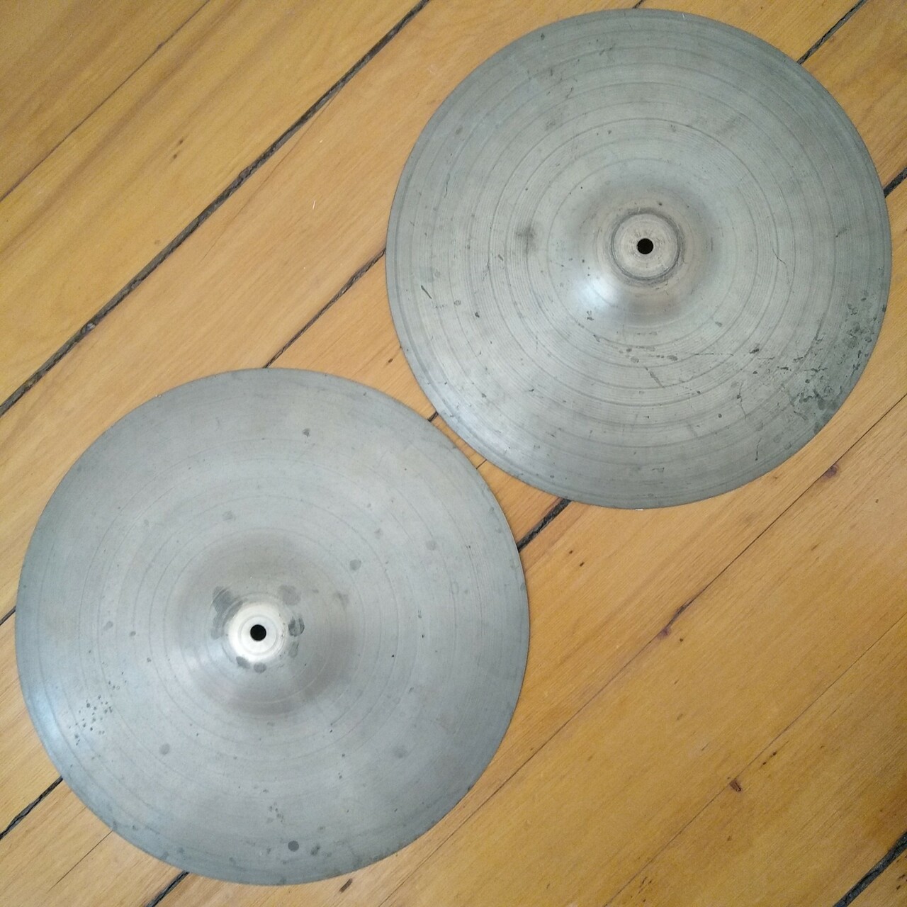 Zanchi Vibra 13" Hi-Hats Cymbals Set Charleston Volante UFIP Italy Vintage 60s — main photograph