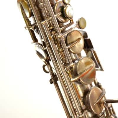 Vintage 1920's Abbott C-Melody Tenor Saxophone Conn Stencil - Silver image 3