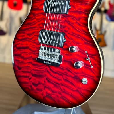 Ernie Ball Music Man Axis 25th Anniversary - Trans Red Burst - Quilt Maple Top image 7
