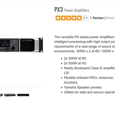 YAMAHA PX3 1000-Watt (2 x 500W) 2-Channel Power Amplifier w/DSP - Open Box image 11