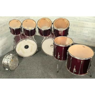 Used Tama Rockstar DX 9pc Drum Set Dark Red MIJ - Good image 6