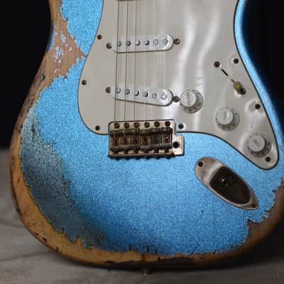American Fender Stratocaster Relic Nitro Lil Bad Azz Blue Sparkle SSS-CS 69's image 1