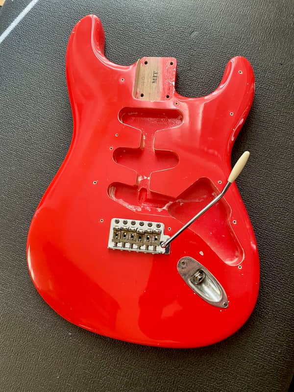 MJT Fiesta Red Strat Body Relic by MJT w/ Fender bridge image 1