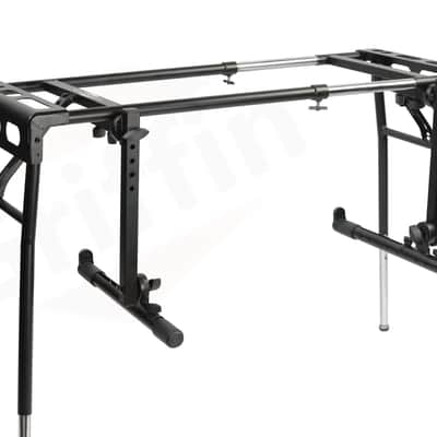 Griffin DJ Coffin Workstation Stand - 2 Tier Double Table Top Keyboard and Laptop Holder - Duel Level Multi-Purpose Portable Studio Mixer Mount for Turntables, Speakers, Pro-Audio Gear PA Equipment image 8