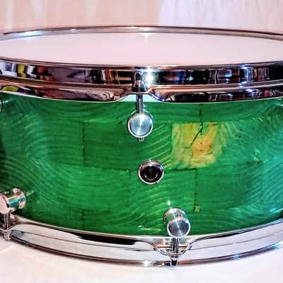 MARTIAL PERCUSSION-CUSTOM STAVE SNARE DRUM w/ IDSS - PONDEROSA GREEN -FREE SHIP TO C-USA! image 1