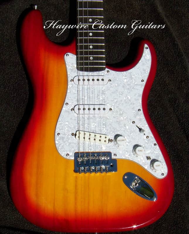XX-Wide 1-7/8" Neck (48mm Nut Width) + X-Light Cherry-Burst Stratocaster + Ebony/Maple Neck + Grover 406C Locking Tuners + Seymour Duncan SL59-1 Little '59 Humbucker Bridge Pickup +Coil Split Switch! image 1