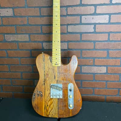 Woodcraft Electric Guitars Telecaster with 125 years old Reclaimed Wood image 6
