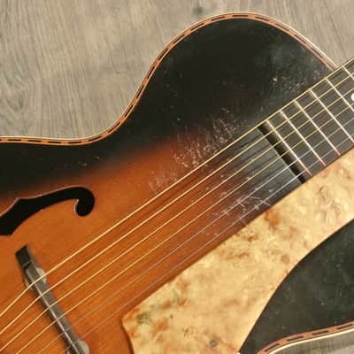 1940's S.S. Stewart by Harmony H1328 Archtop Guitar- Fancy Inlay Binding image 5