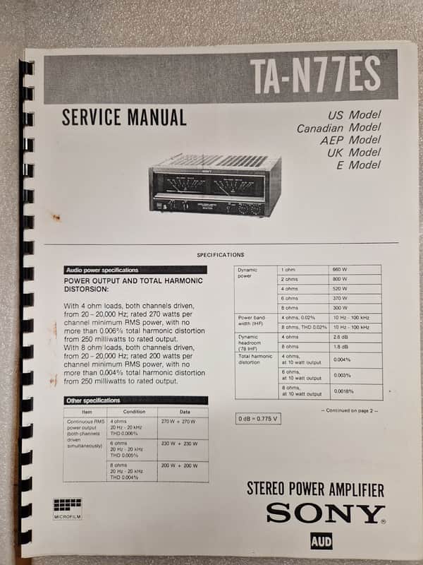 Sony TA-N7ES Service Manual image 1