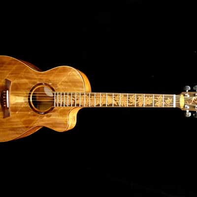 Acoustic Parlor Guitar Handmade by Blueberry Bat Motif Steel String image 8