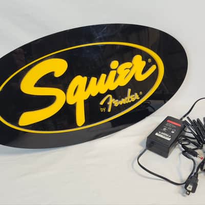 Rare "Squier by Fender" Illuminated Dealer Display Sign, 1990s, w/Power Supply image 1