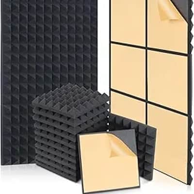 thumbnail image 2 of Egg Crate Acoustic Foam Panels 48x24x2 Inch - Sound Proof Wall Panels For Studio, Office & Home Theater - High Density Fireproof (Black) 2 of 5