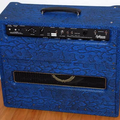 Splawn Street Rod 40 W Combo Amplifier Celestion Creamback Upgrade Blue Python Tolex, Black Grille Cloth, Knobs, Gold Control Panel & Piping New! image 3
