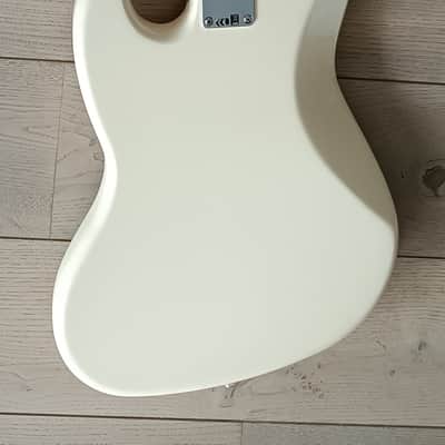 Fender Jazz Bass, Custom 60s pickups, Gotoh tuners, MIM2012 - White, Tiger Pickguard image 12