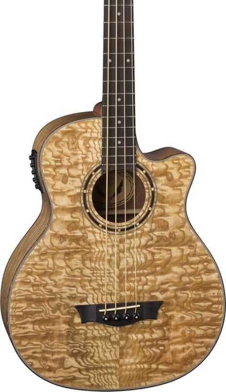 Dean Exotica 4-String Acoustic-Electric Bass Guitar, Quilted Ash Top, Gloss Natural image 1