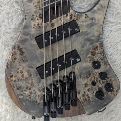 Mint Ibanez EHB1505MSBIF Multi Scale Headless 5-String Bass - Black Ice Flat Finish image 3