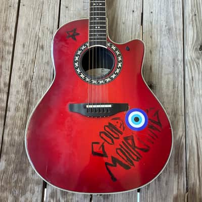 RESD Ovation Legend - Red Cherry USA Made Acoustic Electric Guitar Bowl back image 1