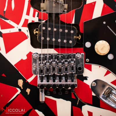 EVH Striped Series Frankenstein Frankie, Maple Fingerboard, Red with Black Stripes Relic image 3