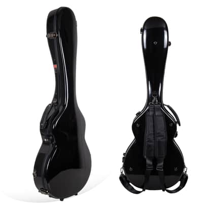 Crossrock Hard Shell Fiberglass Case for Les Paul Guitar with Backpack Straps in Black image 5
