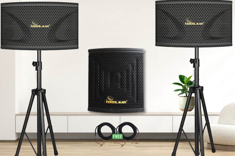IDOlmain IPS-40 12-inch Full Range 4000W High Output With Bass Booster Loudspeakers Plus 12" 1200W Subwoofer and  stands Karaoke Combo FREE cables image 1