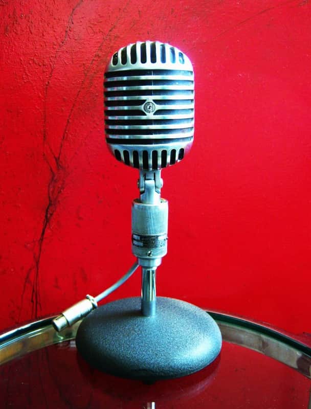 Vintage RARE 1940's Shure 556 dynamic cardioid microphone w Atlas stand Display 55 55S Super 55 image 1