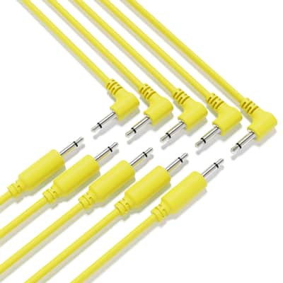 ExcelValley [Yellow | 10 cm - 3.94"] 5-Pack Hybrid Mono Modular Patch Cables TS 3.5mm 1/8" Eurorack Synth Synthesizer image 5