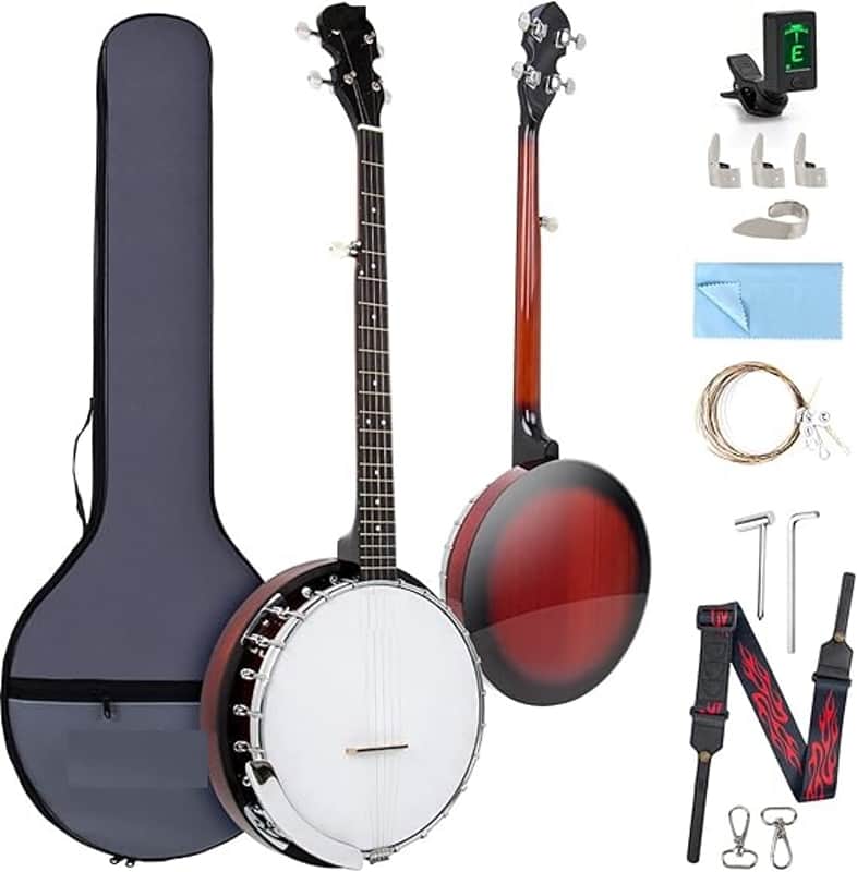 Banjo 5 String Banjos,Professional Full Size 38 Inch Open or Closed Back With Resonator, Bridge, Strings Pack, Finger Picks, Strap, Case, Tuner Accessories Set Gift Choice for Adults Beginner image 1
