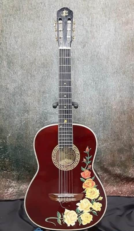 Esteban Spanish Rosas Classical Electronic Acoustic Guitar - Floral image 1