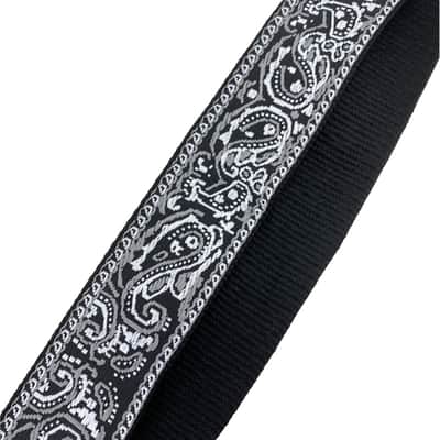 Black Woven Embroidered Guitar Strap - Vintage Style for Electric & Acoustic image 7