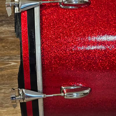 Vintage 1970s Slingerland 14x20 Bass Drum Project - 20" Red Sparkle Rewrap - No Badge - Missing Spur image 9