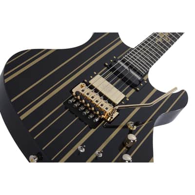 Schecter Synyster Custom-S Signature Electric Guitar - Ebony Fingerboard, Gloss Black w/ Gold Stripes image 5