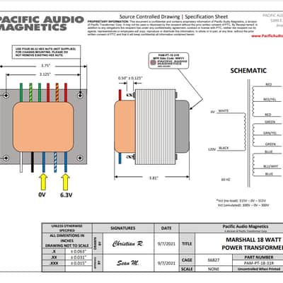 Pacific Transformer Marshall 18 Watt Power Transformer 2021 image 3