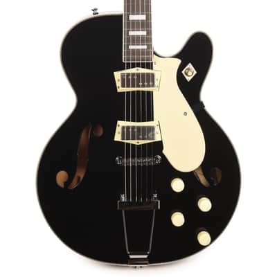 Silvertone 1446 TBK Single Cut Semi-Hollow Electric Guitar w/ Trapeze Tailpiece Gloss Black Pre-Order image 2