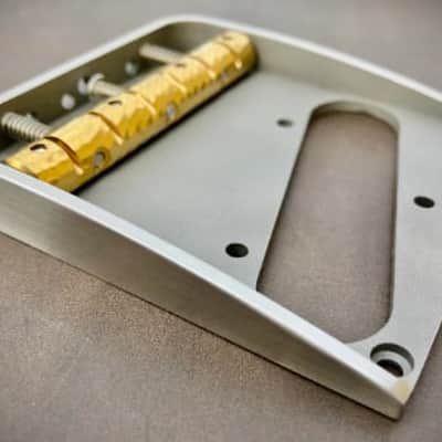 Van Dyke-Harms Left-Hand Telecaster Bridge w/front attachment points and Monolithic Saddle Combo 2023 - Stainless Steel image 4