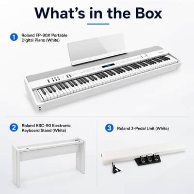 Roland FP-90X Portable Digital Piano with Stand and Pedal Unit Bundle (White) image 8