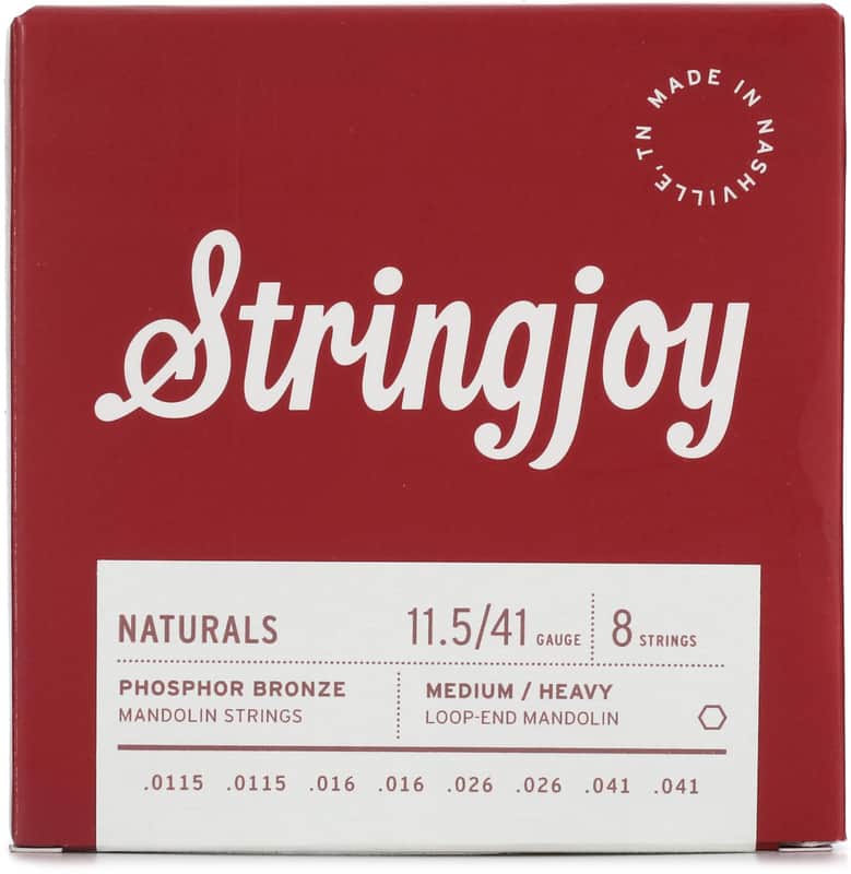 Stringjoy Naturals Phosphor Bronze Mandolin Strings - .0115-.041 Medium/Heavy (3-pack) Bundle image 1