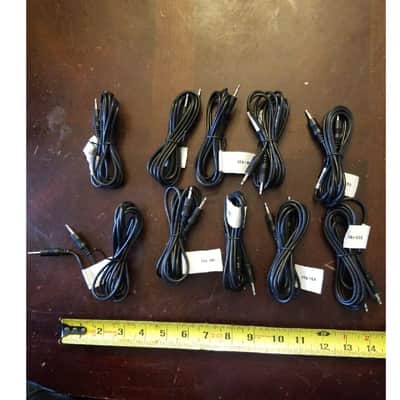 Generic LOT 4x 6 ft mono headphone patch cables 1/8 in phone aux 2.5mm jack plug 2.5 mm 2010s - black image 1
