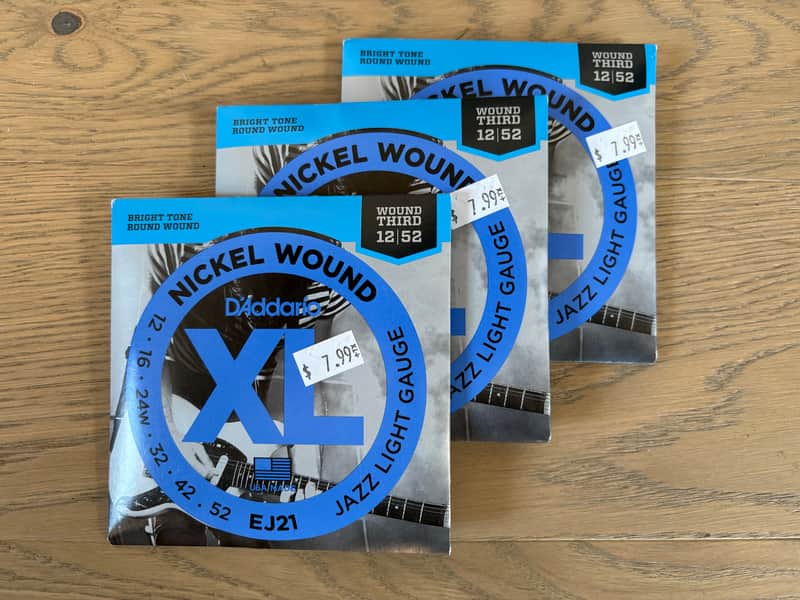 D'Addario EJ21 Jazz Light .012-.052 Nickel Wound Strings - 3-Pack image 1