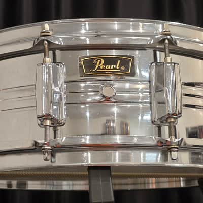 Pearl Stewart Copeland Chrome over brass model B4214 10 lug snare drum 1970s - Chrome image 3