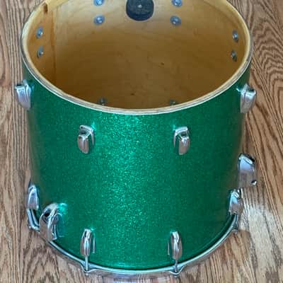 Vintage  Slingerland/Rogers Drum set 12" 14" 18" 1960s Green Sparkle Re-Wrap Kit image 9