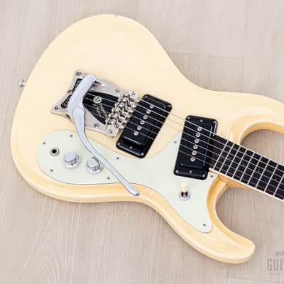1990s Mosrite Ventures Model 3/4 Size Custom, White w/ Vibramute, Japan Kurokumo image 9
